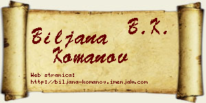 Biljana Komanov vizit kartica